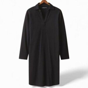 American Giant Popover Dress Medium New Black Quality Made In USA Comfort